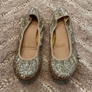 J Crew Lula Gold Glitter Ballet Flats